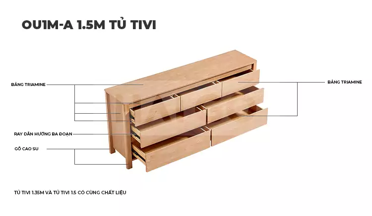 Kệ Tivi Phong Cách Bắc Âu Gỗ Tự Nhiên Haigo KTV107