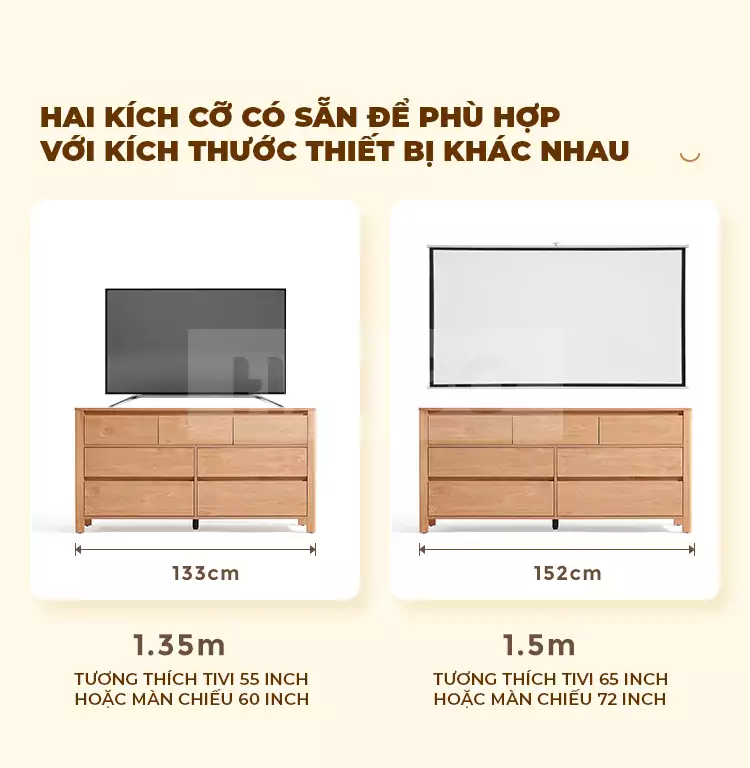 Kệ Tivi Phong Cách Bắc Âu Gỗ Tự Nhiên Haigo KTV107