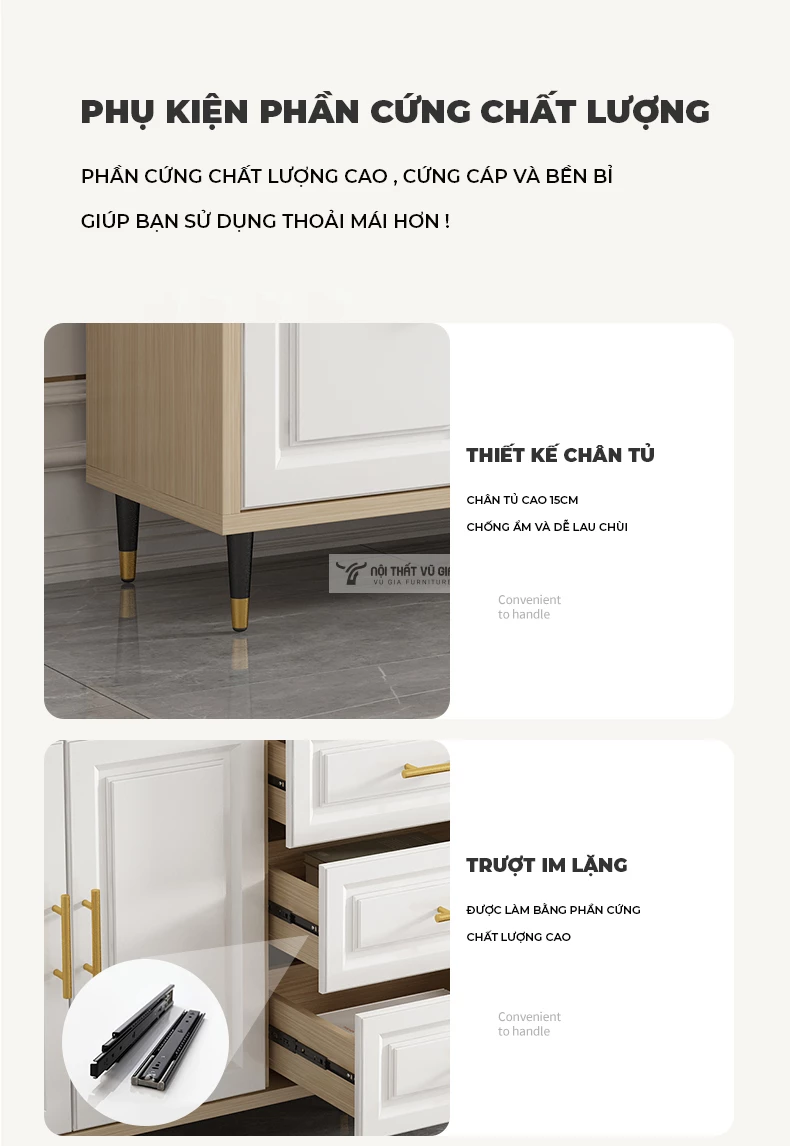 chi tiết phụ kiện của Kệ tivi sàn cánh huỳnh hiện đại LV62