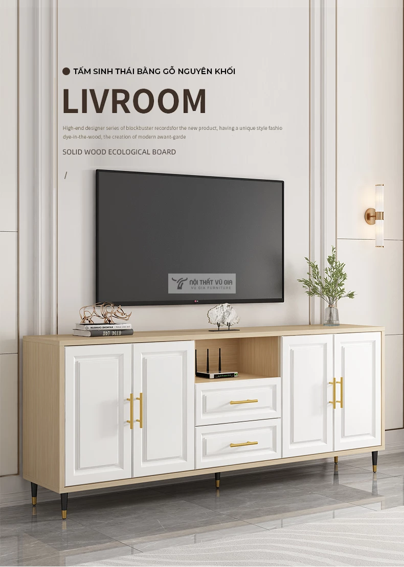 Kệ tivi sàn cánh huỳnh hiện đại LV62