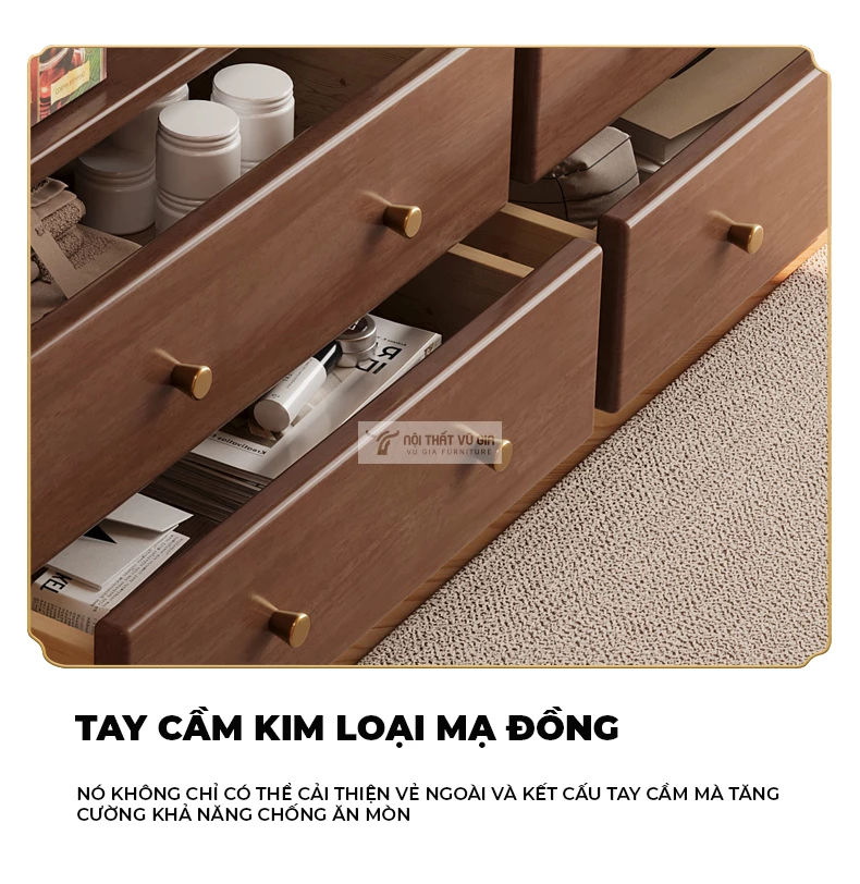 Kệ tivi sàn gỗ tự nhiên thiết kế thanh lịch LV71 sử dụng tay cầm tinh tế 