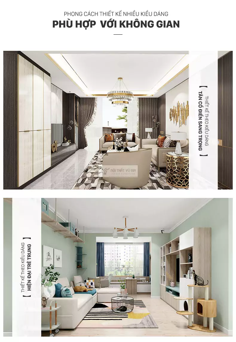 thiết kế phù hợp với nhiều không gian