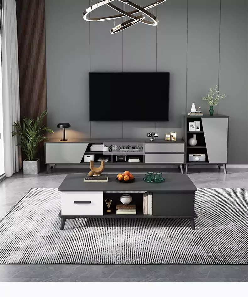 Kệ tivi s&agrave;n phong c&aacute;ch thiết kế độc đ&aacute;o, mạnh mẽ LV35