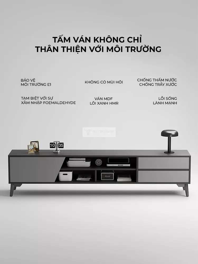 ưu điểm chất liệu của Kệ tivi s&agrave;n phong c&aacute;ch thiết kế độc đ&aacute;o, mạnh mẽ LV35