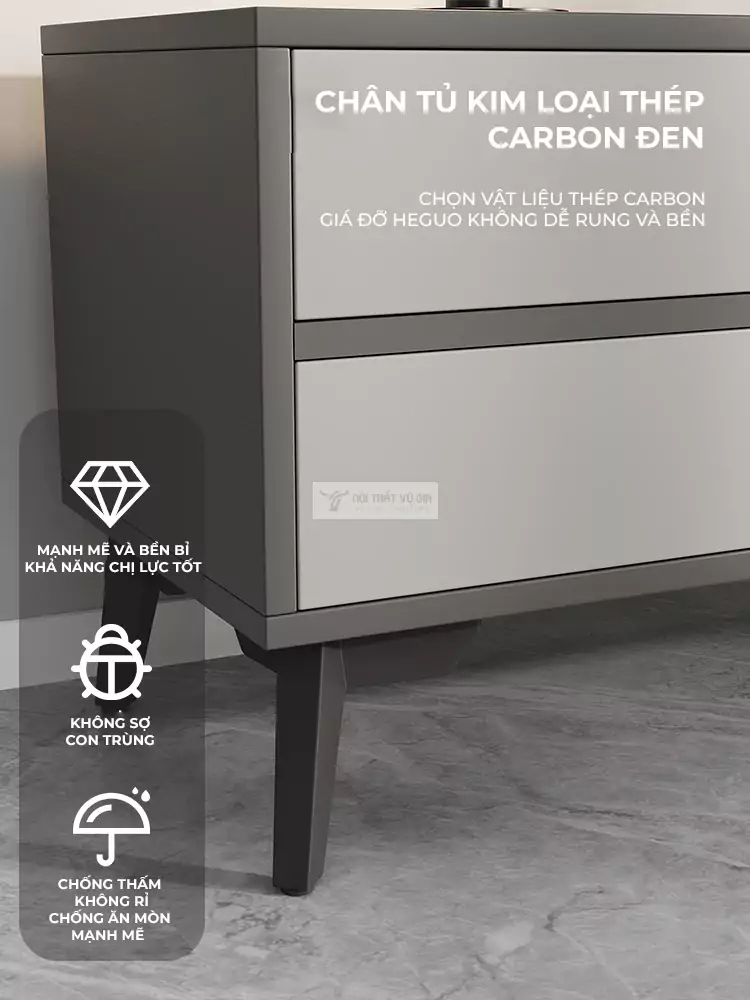 Kệ tivi s&agrave;n phong c&aacute;ch thiết kế độc đ&aacute;o, mạnh mẽ LV35 sử dụng ch&acirc;n tủ kim loại chắc chắn