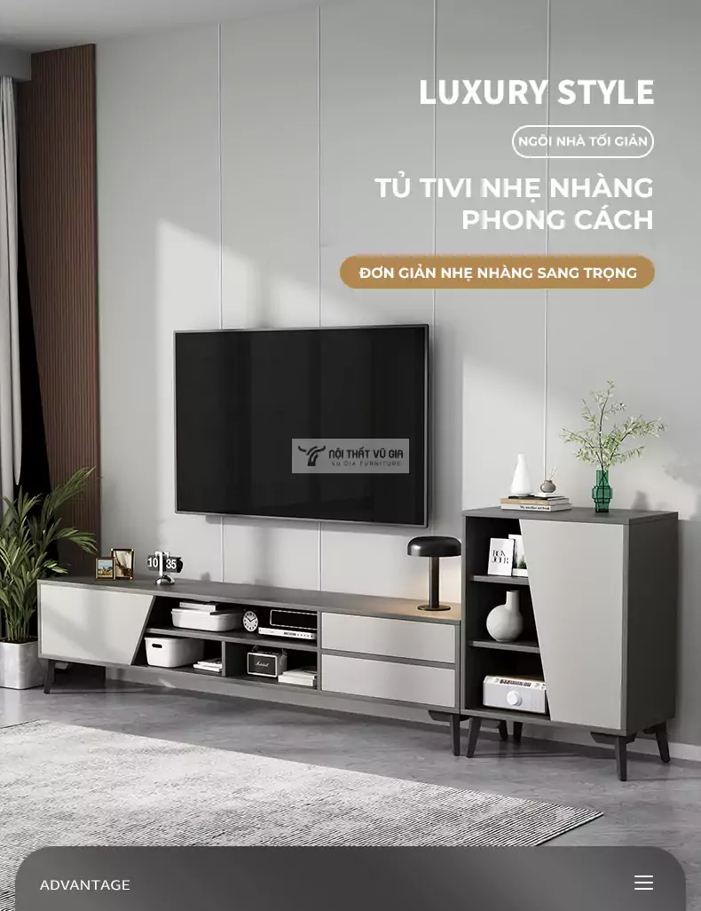 Kệ tivi s&agrave;n phong c&aacute;ch thiết kế độc đ&aacute;o, mạnh mẽ LV35