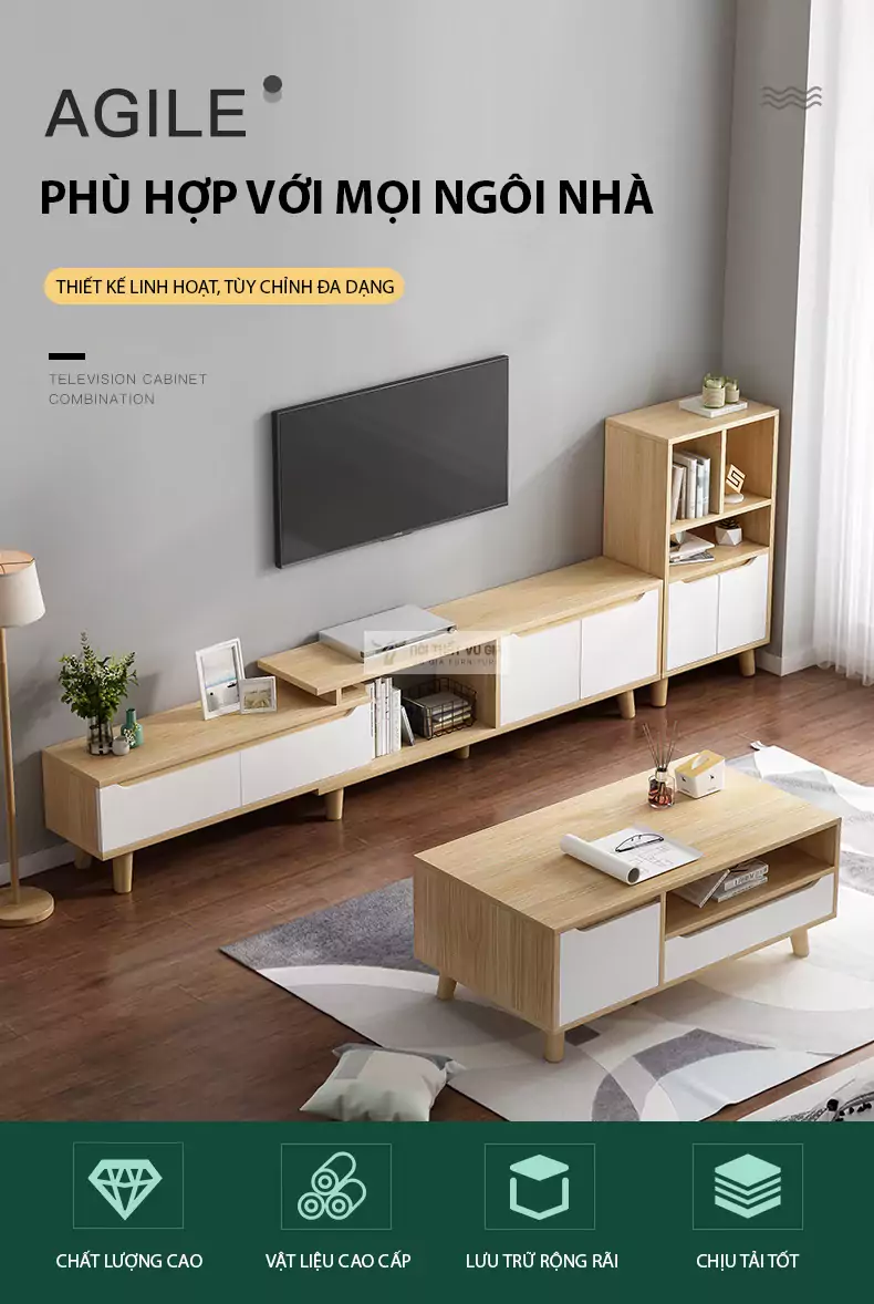 Kệ tivi sàn thiết kế độc đáo LV25