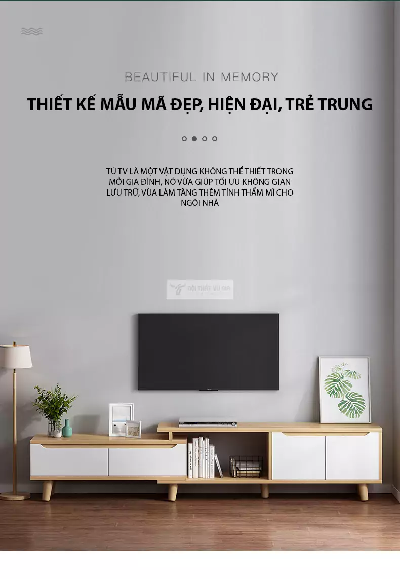 thiết kế hiện đại trẻ trung của Kệ tivi sàn thiết kế độc đáo LV25