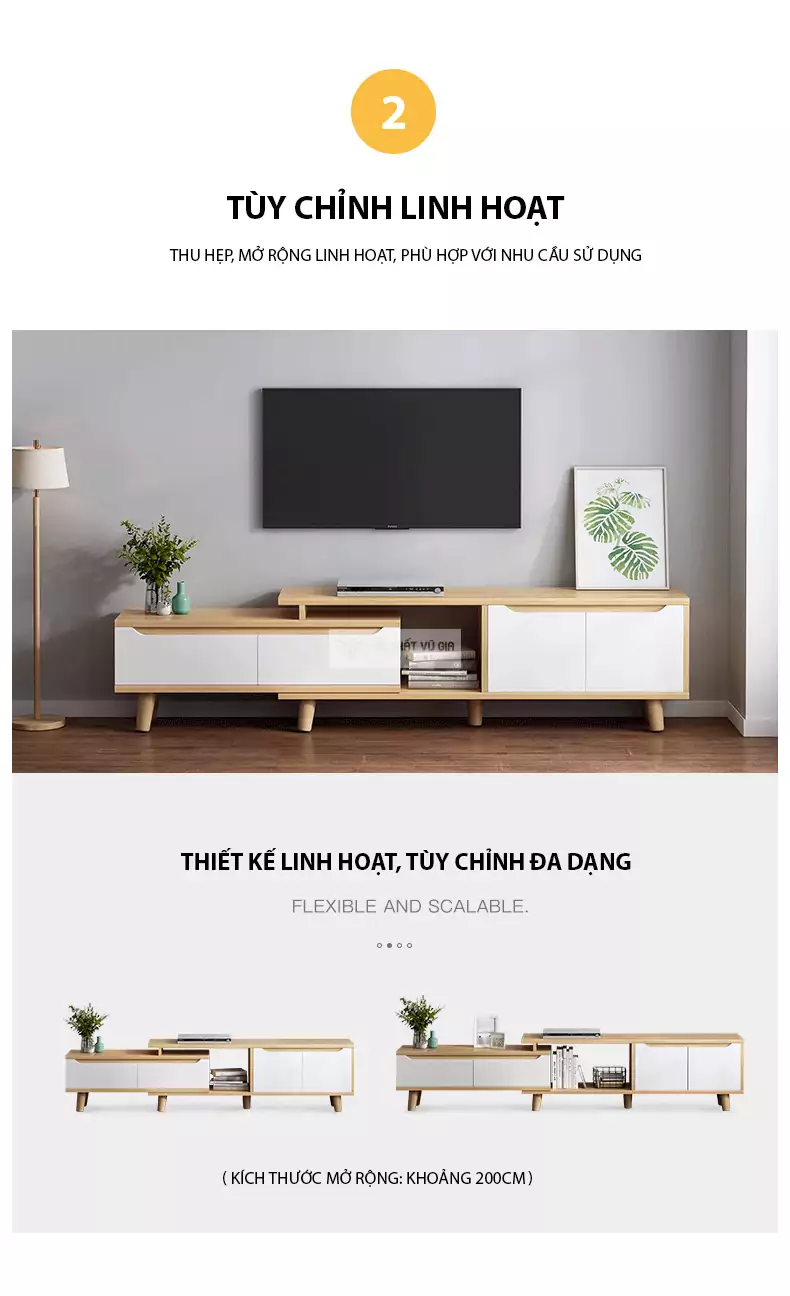 thiết kế tùy chỉnh linh hoạt của Kệ tivi sàn thiết kế độc đáo LV25