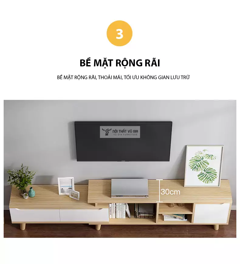thiết kế mặt tủ rộng rãi của Kệ tivi sàn thiết kế độc đáo LV25