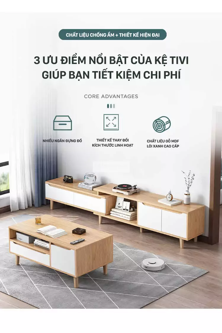 ưu điểm của Kệ tivi sàn thiết kế độc đáo, tinh tế LV30