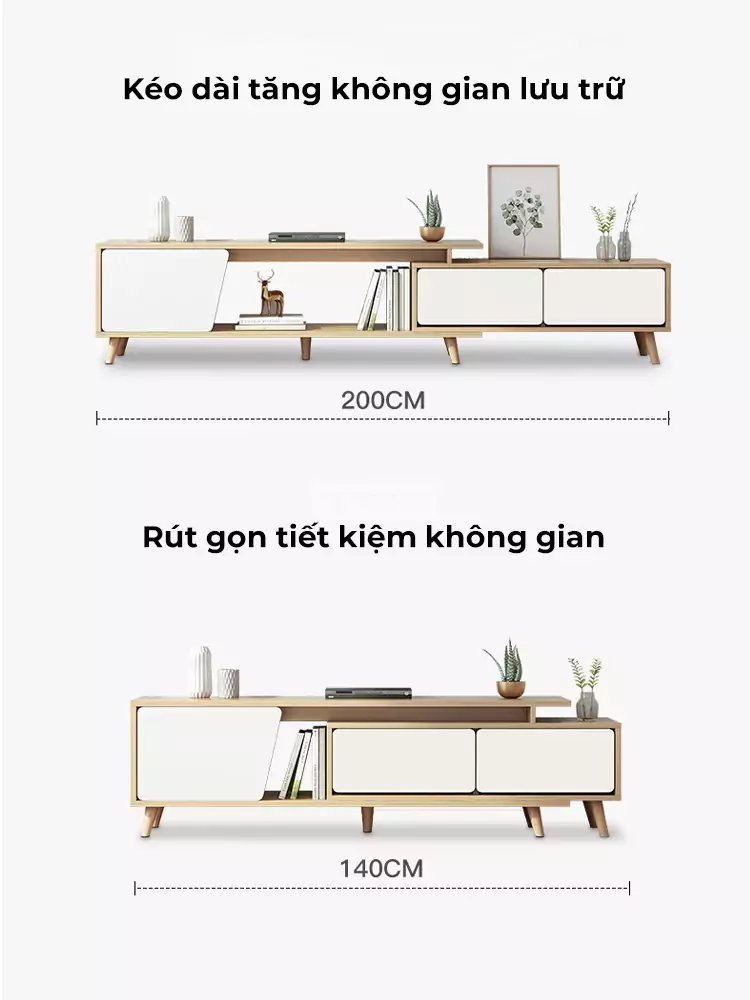 chi tiết kéo ra thu vào của Kệ tivi sàn thiết kế hiện đại LV34