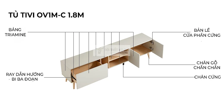 kết cấu của Kệ tivi sàn thiết kế hiện đại LV51