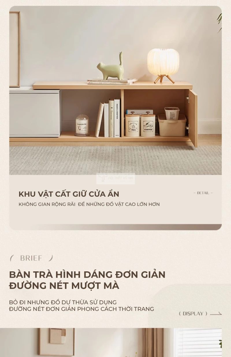 lưu trữ tủ rộng rãi của Kệ tivi sàn thiết kế hiện đại LV55