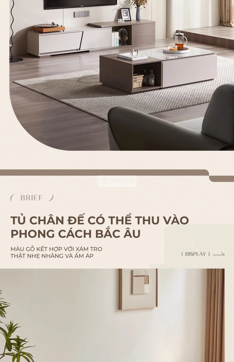 thiết kế thu kéo linh hoạt của Kệ tivi sàn thiết kế hiện đại LV55