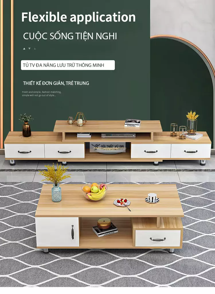Kệ tivi sàn tích hợp ngăn tủ LV24