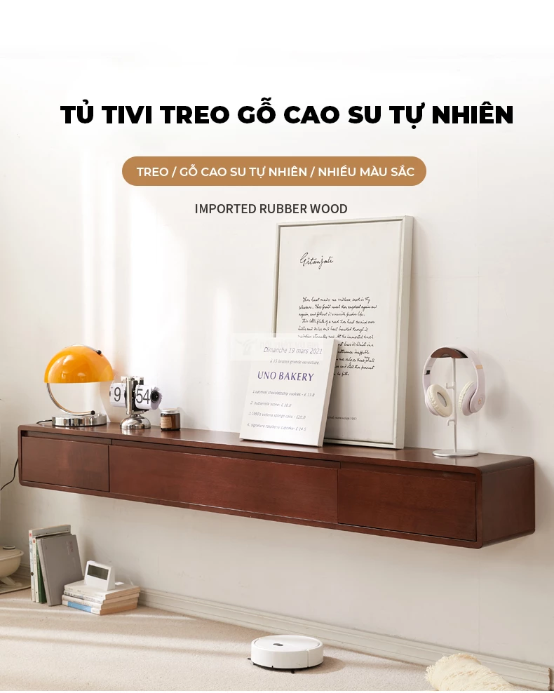 Kệ tivi treo tường gỗ tự nhiên cao cấp LV60