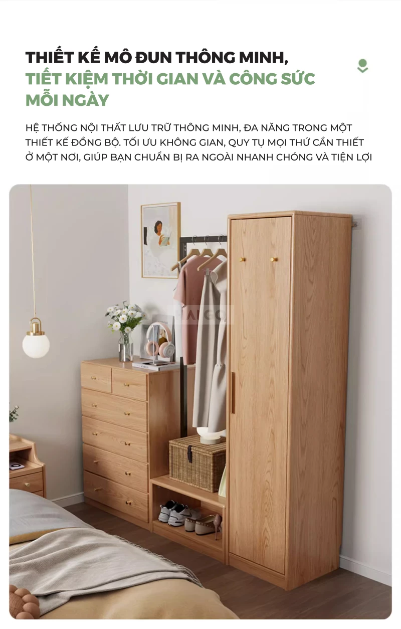 Kệ Treo Quần Áo Đa Năng Gỗ Tự Nhiên Haigo KT382