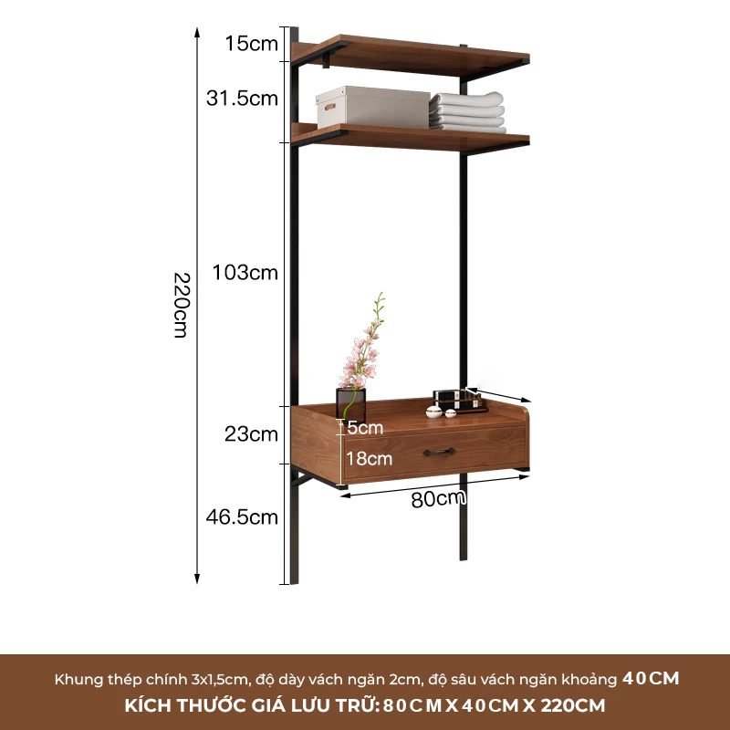 Kệ Treo Quần Áo Gỗ Tự Nhiên Hiện Đại Haigo KT375