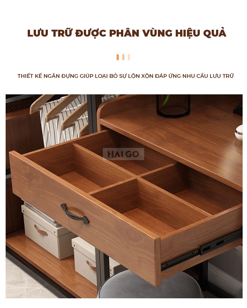 Kệ Treo Quần Áo Gỗ Tự Nhiên Tiện Lợi Haigo KT374