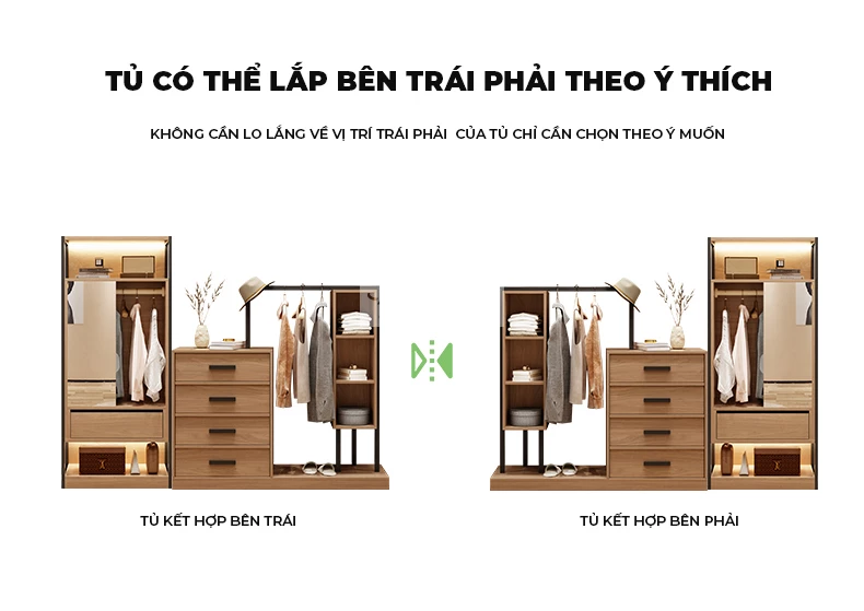 thiết kế tùy chỉnh đa năng của Kệ treo quần áo kết hợp tủ đa năng BR129