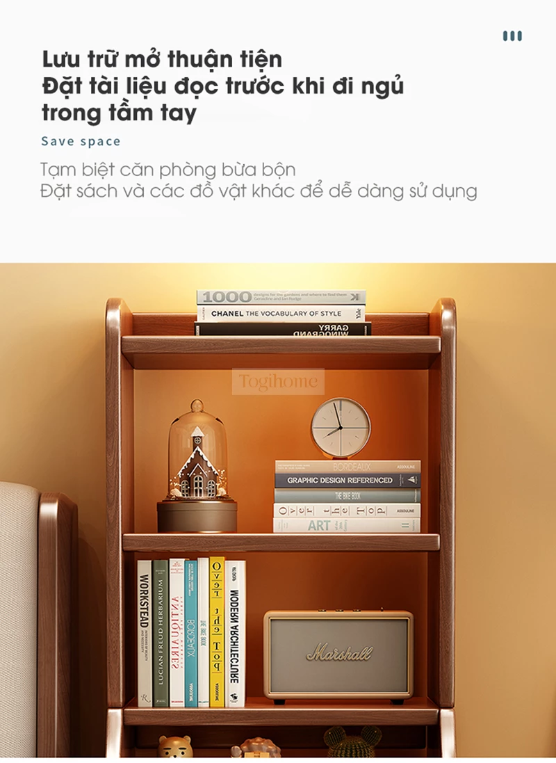 Kệ – Tủ – Tab đầu giường TDG 209 làm từ gỗ tự nhiên cao cấp, thiết kế hiện đại kết hợp đường nét thanh lịch. Phù hợp với nhiều không gian phòng ngủ. Ngăn kéo rộng rãi, tiện lợi cho việc lưu trữ. Chân cao tạo cảm giác thoáng đãng, dễ vệ sinh bên dưới.