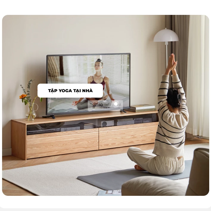 Kệ TV gỗ tự nhiên phong cách tối giản CBK8