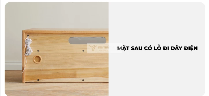 thiết kế lỗ đi dây tiện lợi của Kệ TV gỗ tự nhiên phong cách tối giản CBK8