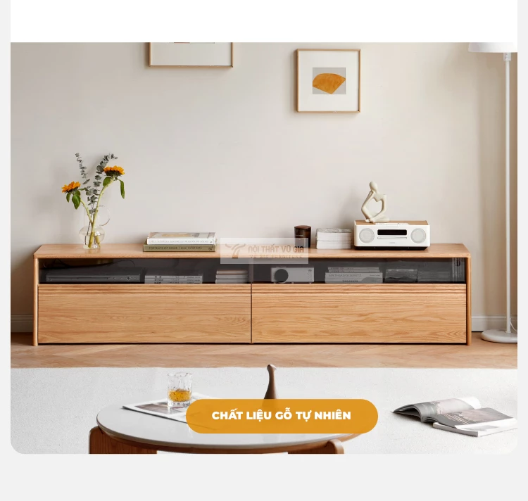 Kệ TV gỗ tự nhiên phong cách tối giản CBK8 sử dụng chất liệu tự nhiên an toàn