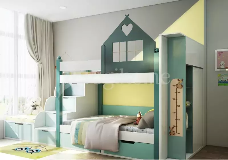 Giường tầng cho trẻ em hình ngôi nhà