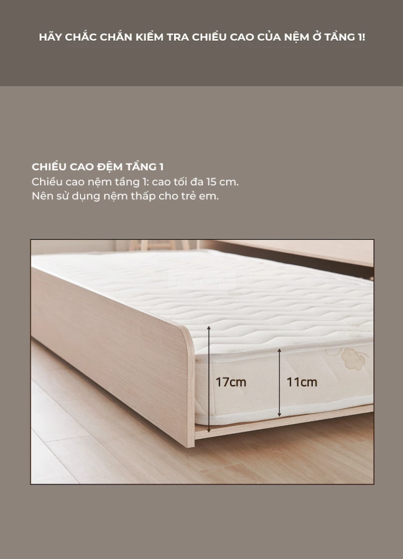 Kích thước của giường tầng trẻ em Togismart