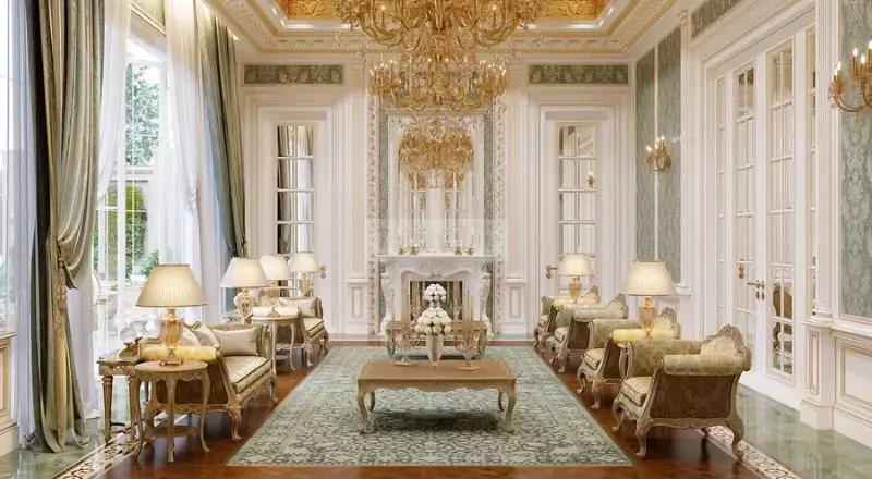 Mẫu thiết kế nội thất phòng khách theo kiểu cổ điển Châu Âu