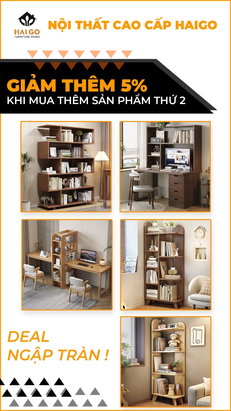 Bàn Làm Việc Tích Hợp Ngăn Kéo Gỗ Tự Nhiên Haigo BGT063