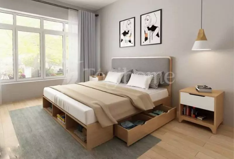 Nội thất phòng ngủ gỗ công nghiệp với phong cách tối giản