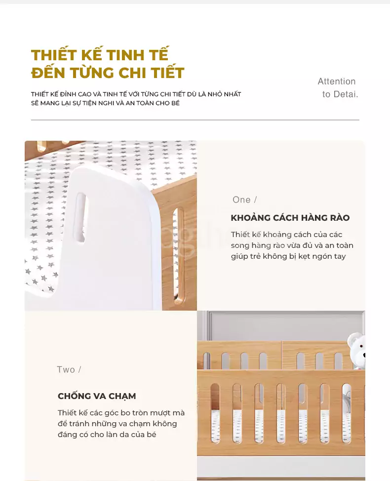 thiết kế tỉ mỉ, chi tiết của nôi trẻ em nt02