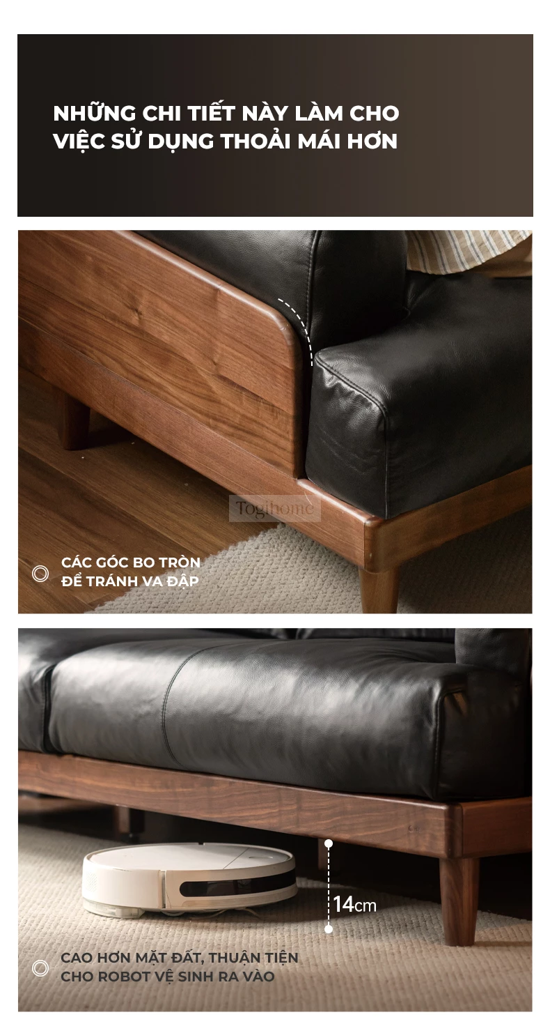Sofa Phòng Khách Gỗ Tự Nhiên Hiện Đại Togismart M61 mang phong cách hiện đại với khung gỗ tự nhiên cao cấp, bền đẹp theo thời gian. Thiết kế tinh tế, đệm êm ái tạo cảm giác thư giãn tối đa. Phù hợp cho phòng khách sang trọng, tối giản, tôn lên vẻ đẹp đẳng cấp và hài hòa cho không gian sống.