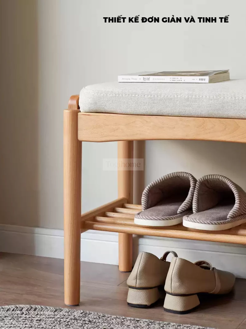 Ghế Thay Giày Đệm Da Cao Cấp Togismart KDG 110 thiết kế sang trọng, nhỏ gọn, phù hợp cho sảnh, phòng ngủ hay cửa ra vào. Khung gỗ chắc chắn kết hợp đệm da êm ái, bền đẹp, mang lại sự tiện nghi và điểm nhấn tinh tế cho không gian sống hiện đại.
