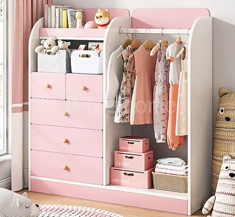 Tủ quần áo màu hồng đa năng cho phép lưu trữ nhiều đồ