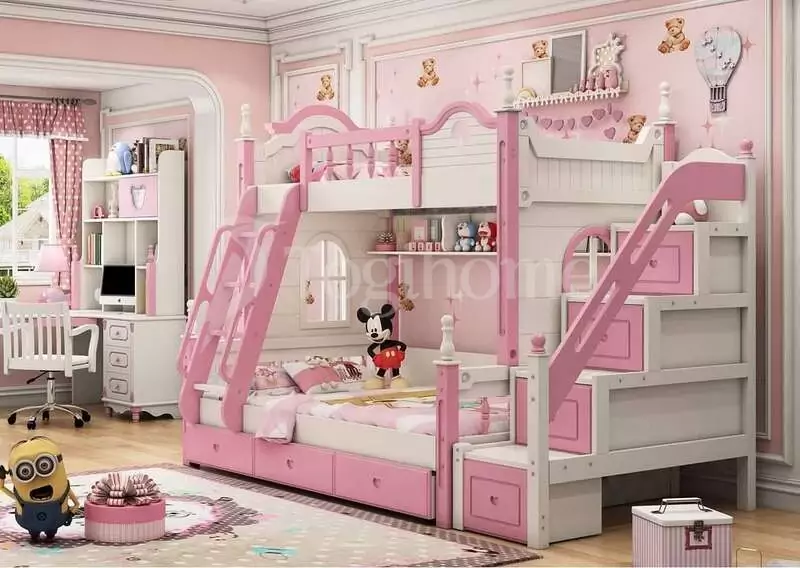Phòng ngủ bé gái hiện đại nên dùng màu tươi sáng, đồ nội thất thông minh