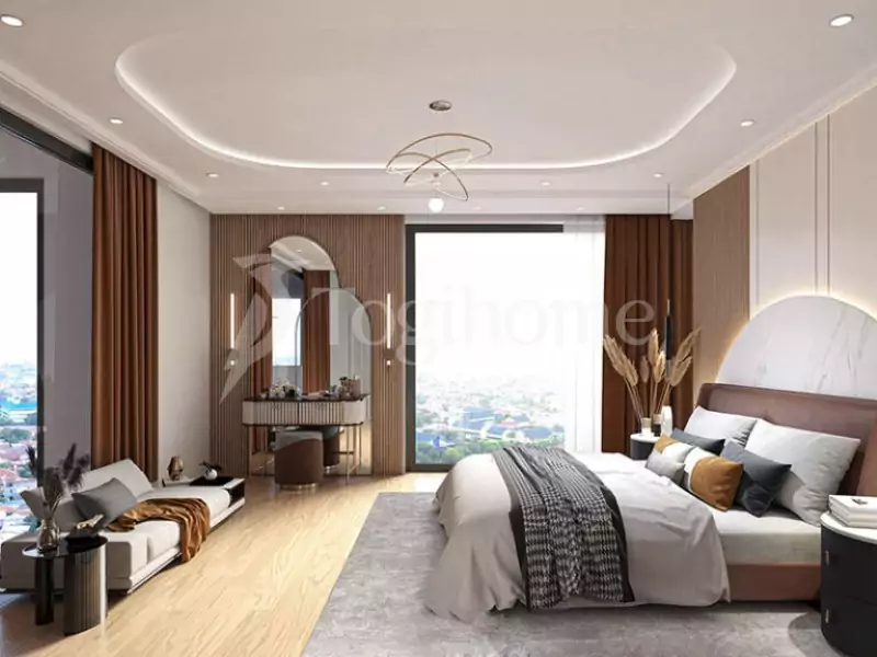Phòng ngủ trong thiết kế nội thất  penthouse kiểu đương đại