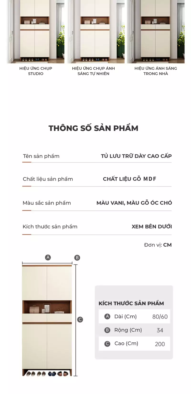 Cấu tạo của tủ giày Togismart TG018