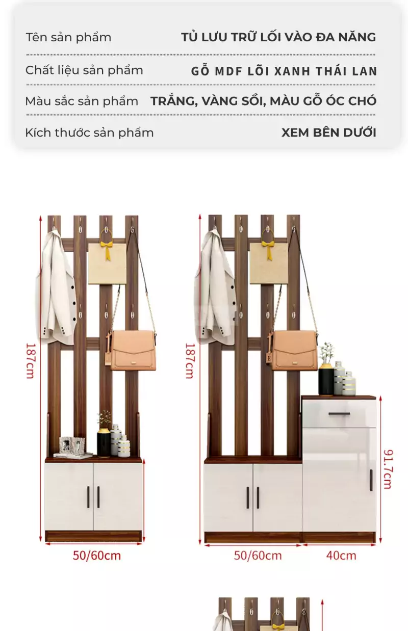 Kích thước của Mô tả về sản phẩm Tủ Giày Đa Ngăn Togismart TG020