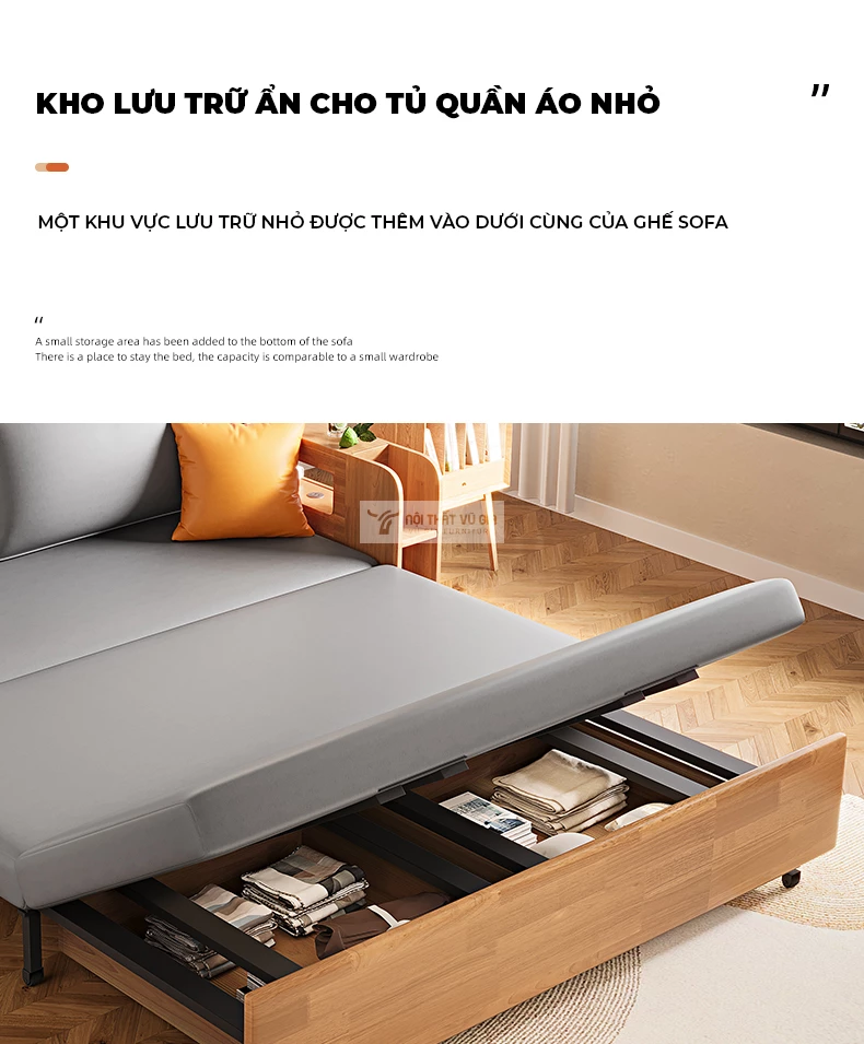 Sofa bed cao cấp SB27 sử dụng khung kim loại chắc chắn