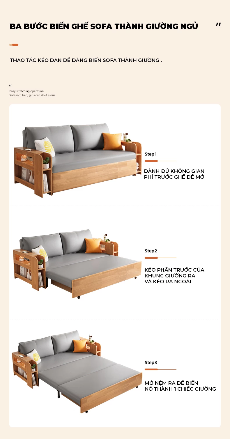 các chế độ của Sofa bed cao cấp SB27