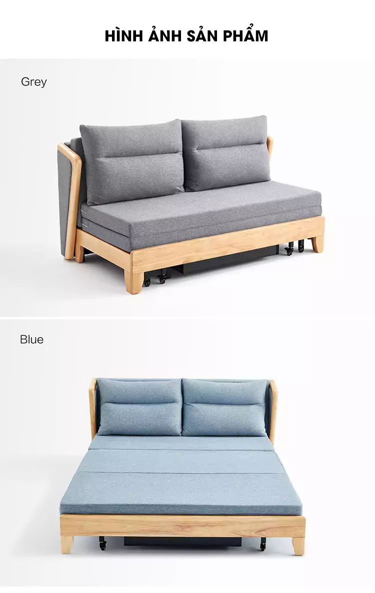 tùy chọn của Sofa bed hiện đại khung gỗ tự nhiên cao cấp SB01