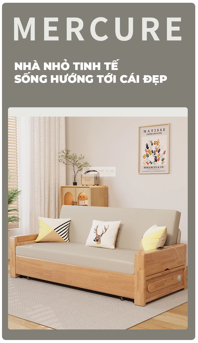 Sofa bed kết hợp ghế phụ đa năng SB21