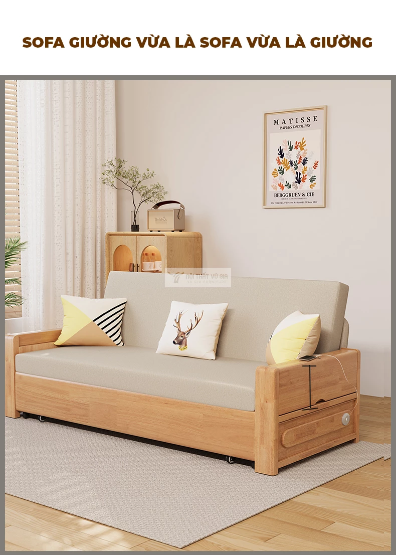 thiết kế đa năng của Sofa bed kết hợp ghế phụ đa năng SB21