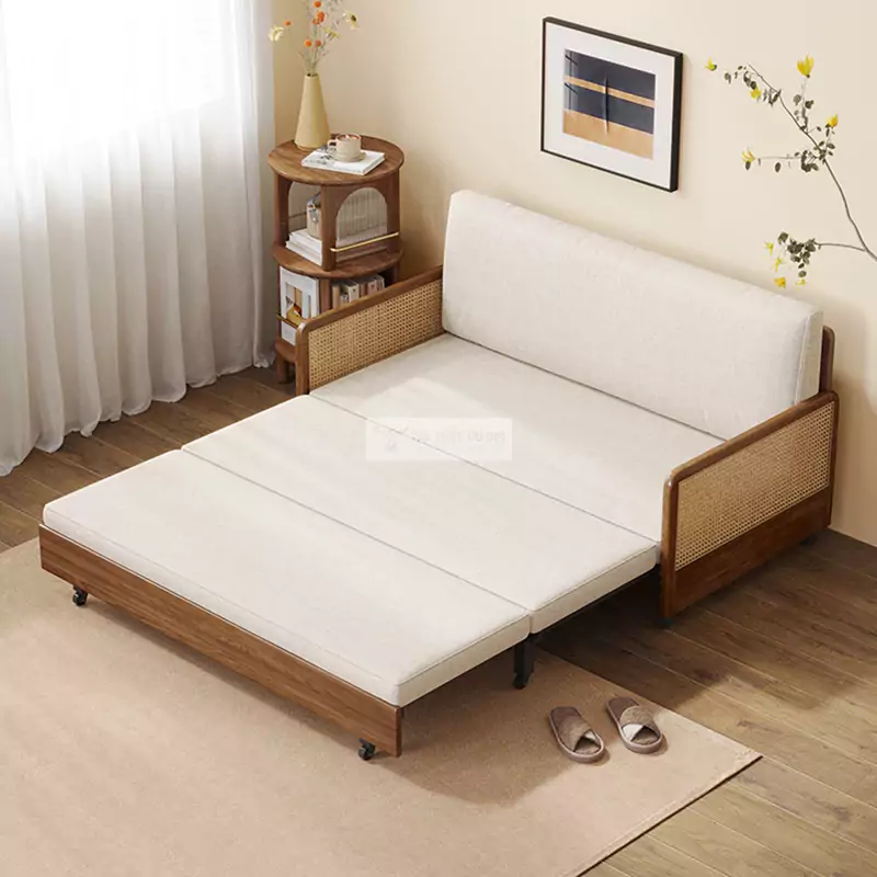 Sofa bed kết hợp tay vịn mây thanh lịch SB04