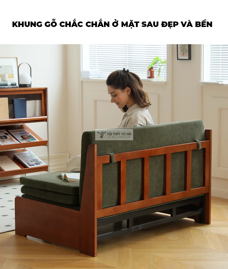 Sofa bed phong cách tối giản, thanh lịch SB22 có kết cấu khung chắc chắn