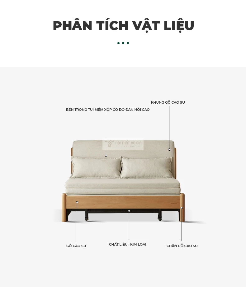 chi tiết chất liệu của Sofa bed thiết kế hiện đại, linh hoạt SB26